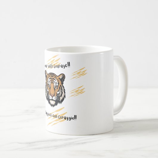 Mit Courage Tiger Kaffeetasse (VorderseiteRechts)
