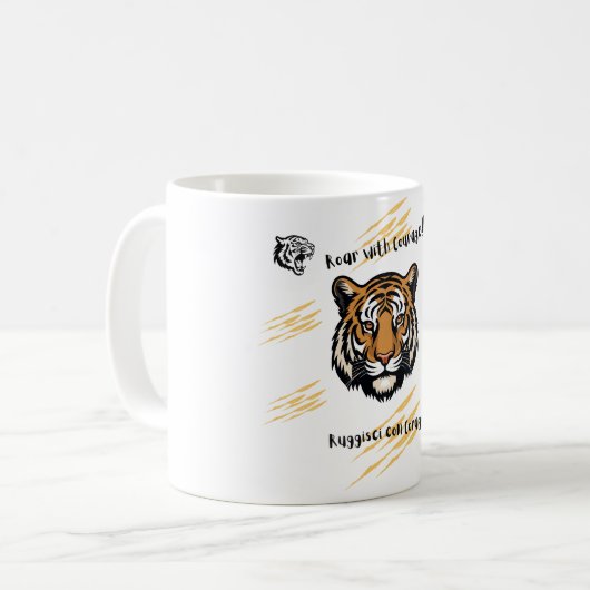 Mit Courage Tiger Kaffeetasse (Vorderseite Links)