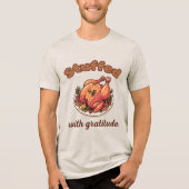 Mit Dankbarkeit Gefüllter Lustiger Erntedank-Truth Tri-Blend Shirt (Vorderseite)