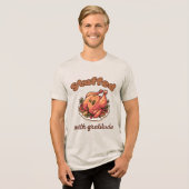 Mit Dankbarkeit Gefüllter Lustiger Erntedank-Truth Tri-Blend Shirt (Vorderseite voll)