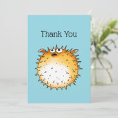Mit Dankbarkeit gepufft (lustiger Puffer Fisch) Dankeskarte (Stehend Vorderseite)