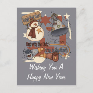 Mit dem alten Hereinbringen des neuen Feiertagspostkarte