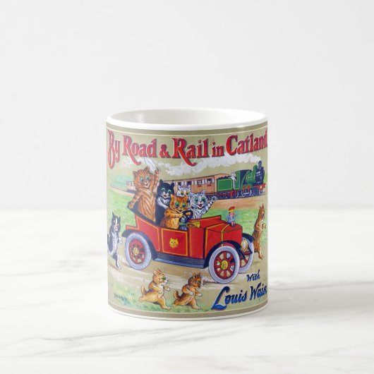 Mit dem Auto & Rail in Catland, Louis Wain Kaffeetasse (Mittel)