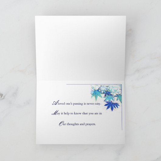 mit dem Beileid einer ampathischen Karte (Innenseite)