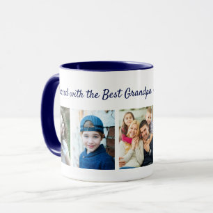 Mit dem besten Opa gesegnet 5-Foto-Collage Blau Tasse