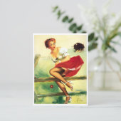 Mit dem Bulls-Button nach oben laufen Postkarte (Stehend Vorderseite)