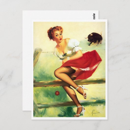 Mit dem Bulls-Button nach oben laufen Postkarte (Vorne/Hinten)