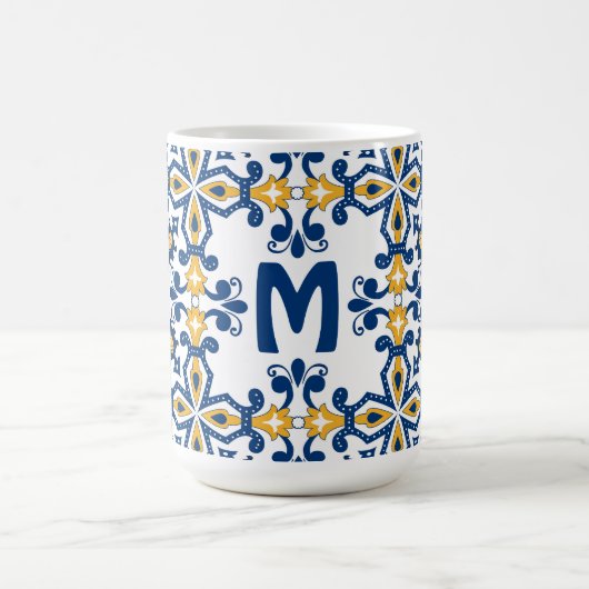 Mit dem ersten 💛 💙 blauen und gelben Azulejos Kaffeetasse (Mittel)