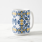 Mit dem ersten 💛 💙 blauen und gelben Azulejos Kaffeetasse (VorderseiteRechts)