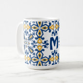 Mit dem ersten 💛 💙 blauen und gelben Azulejos Kaffeetasse (Vorderseite Links)
