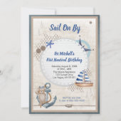 Mit dem ersten nautischen Geburtstag segeln Einladung (Vorderseite)