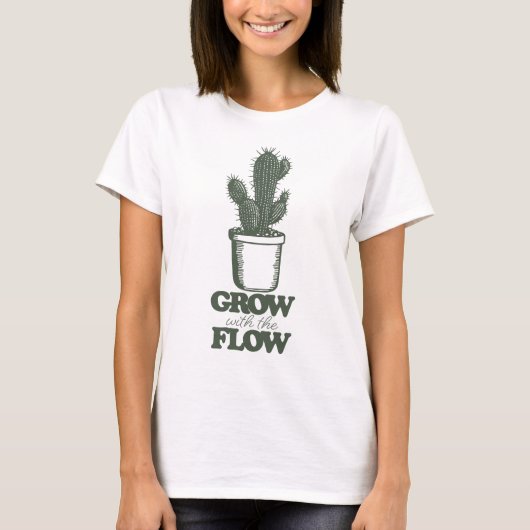 Mit dem Flow Cactus print wachsen T-Shirt (Vorderseite)
