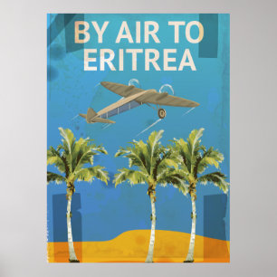 Mit dem Flugzeug nach Eritrea Vintage Reiseplakat Poster