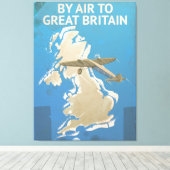 Mit dem Flugzeug nach Großbritannien Vintage Reise Leinwanddruck (Insitu (Holzboden))