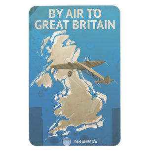 Mit dem Flugzeug nach Großbritannien Vintage Reise Magnet