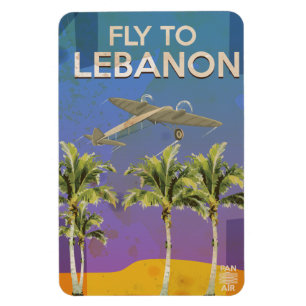 Mit dem Flugzeug nach Libanon Vintage Reiseplakat Magnet
