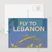 Mit dem Flugzeug nach Libanon Vintage Reiseplakat Postkarte (Vorne/Hinten)