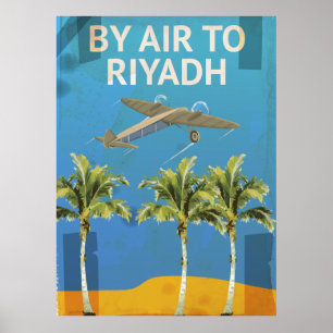 Mit dem Flugzeug nach Riad Vintage-Reiseplakat Poster
