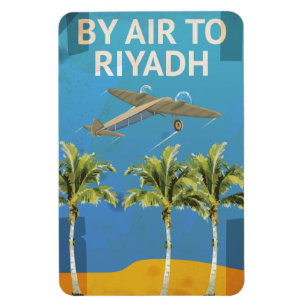 Mit dem Flugzeug nach Riyadh Vintage Reiseposter Magnet