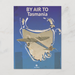 Mit dem Flugzeug nach Tasmania Vintage Reiseplakat Postkarte