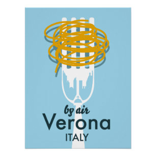 Mit dem Flugzeug nach Verona Italien Retro-Reisepo Poster