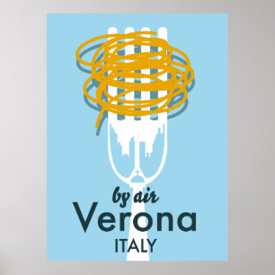 Mit dem Flugzeug nach Verona Italien Retro-Reisepo Poster