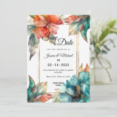 Mit dem Foto auf der Rückseite Hibiskus Serenade P Save The Date (Stehend Vorderseite)