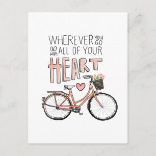 Mit dem ganzen Herzen - Vintages Fahrrad Postkarte