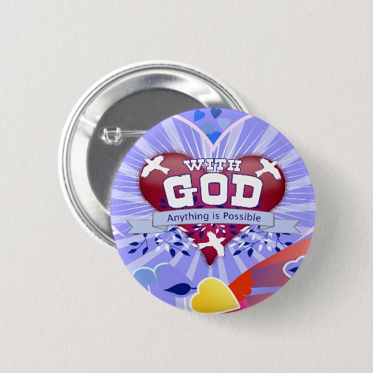 Mit dem Herzen Gottes Button (Vorne & Hinten)