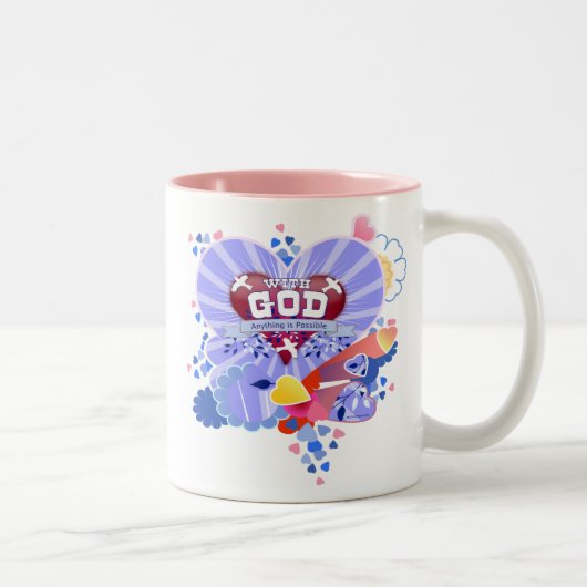 Mit dem Herzen Gottes Zweifarbige Tasse (Rechts)