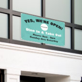 Mit dem Logo anpassen - Wir sind offen beim Essen  Banner (Äußeres Gebäude)