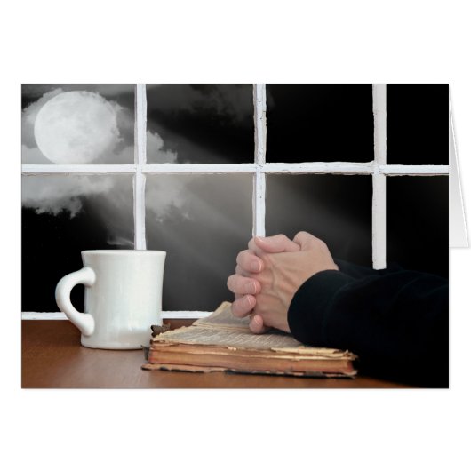 Mit dem Mond die Hände auf die Bibel beten (Vorderseite (Horizontal))