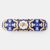 Mit dem Namen 💙 Azulejos, blau und gelb Skateboard (Horizontal)