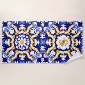 Mit dem Namen 💙 Azulejos, blau und gelb Strandtuch (Vorderseite)