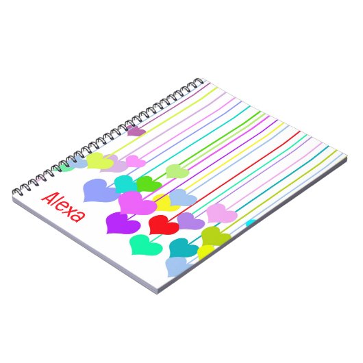 Mit dem Namen die Herzen auf Weiß ändern Notizblock (Linke Seite)