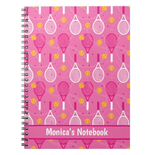 Mit dem Namen Pink & White Tennisschläger Muster Notizblock (Vorderseite)