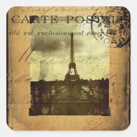 Mit dem Poststempel Paris Quadratischer Aufkleber (Vorderseite)