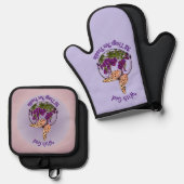 Mit dem Schmetterling Blume Kunst Inspiration Ofenhandschuh & Topflappen-Set (Vorderseite/Rückseite)