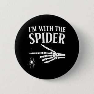 mit dem Spinnen-Shirt Lustiges Halloween-Skelett Button