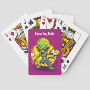 Mit dem Text Außerirdisches Chaos Spielkarten