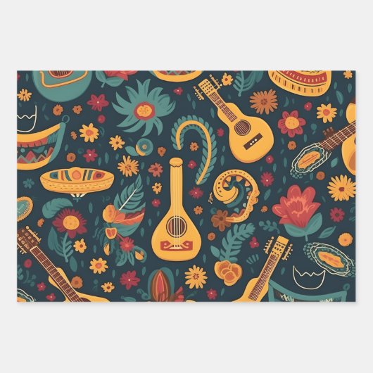 Mit dem trendigen CincoDeMayo-Muster machen Sie Ih Geschenkpapier Set (Vorderseite)