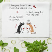 Mit dem Wein Funny Cat sprechen Geschirrtuch (Gefaltet)