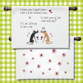 Mit dem Wein Funny Cat sprechen Geschirrtuch