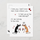 Mit dem Wein Funny Cat sprechen Postkarte (Vorne/Hinten)