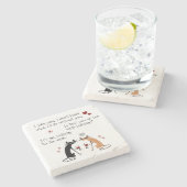 Mit dem Wein Funny Cat sprechen Steinuntersetzer (Seitenansicht)