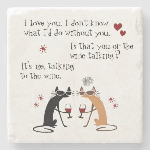 Mit dem Wein Funny Cat sprechen Steinuntersetzer