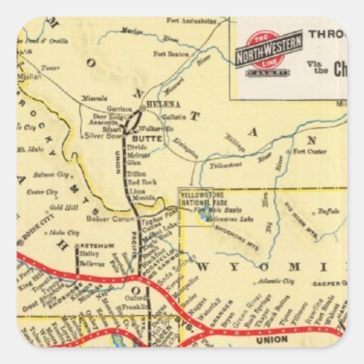 Mit dem Zug ab Chicago Quadratischer Aufkleber (Vorderseite)