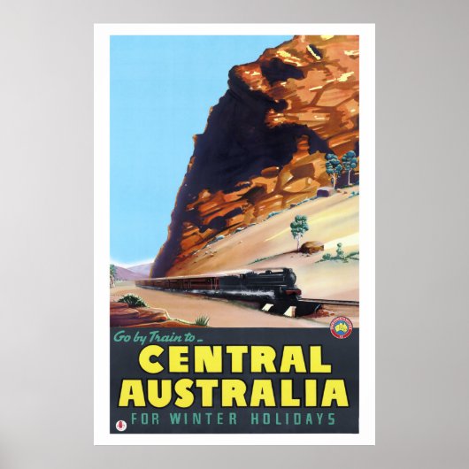 Mit dem Zug bis Central Australia Vintage Poster (Vorne)