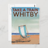 Mit dem Zug bis Whitby Vintage Reiseplakat Postkarte (Vorne/Hinten)