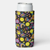 Mit den ersten, Groovy, Retro 90er, schwarz Seltze Selters Dosenkühler (Seltzer Rückseite)